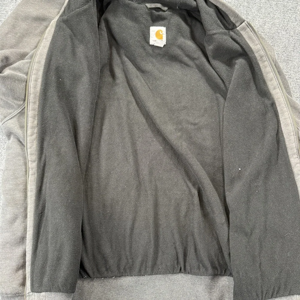Carhartt Hoodie Mens 2XL Gray Full Zip Fleece Lined Pocket‎ Hooded Workwear